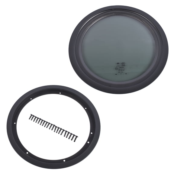 GELUOXI Round Fixed RV Window 12" Tinted Window for RV Camper Caravan with Trim Ring Fit for 1-5/8" Thickness Wall