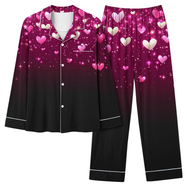 COM1950s Ensembles de Pyjama pour Femmes, Pyjamas pour Femmes, Mode Décontractée de la Saint-Valentin Imprimée Manches Longues Pantalon Décontracté Ensemble de Pyjama, Hauts à Manches Longues pour Femmes, Pantalons pour Femmes, Pantalons de Pyjama pour Femmes