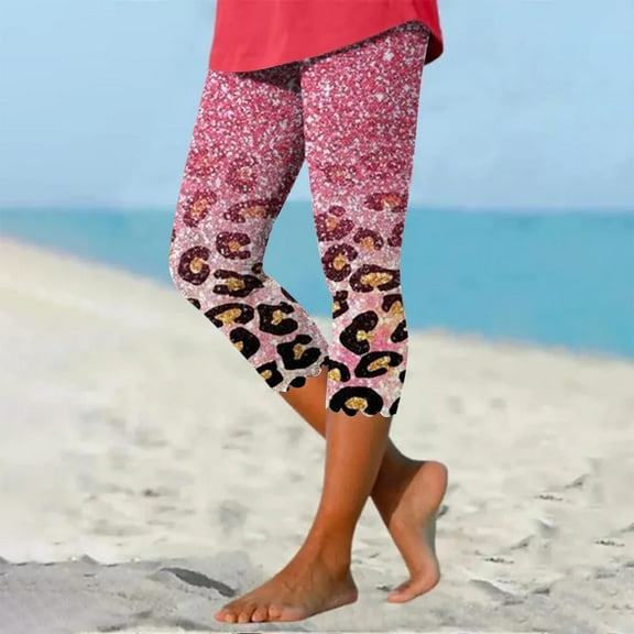 Capris for Women Trendy Summer Print Full Length Pants Soft Comfort Capri Leggings Plus Size