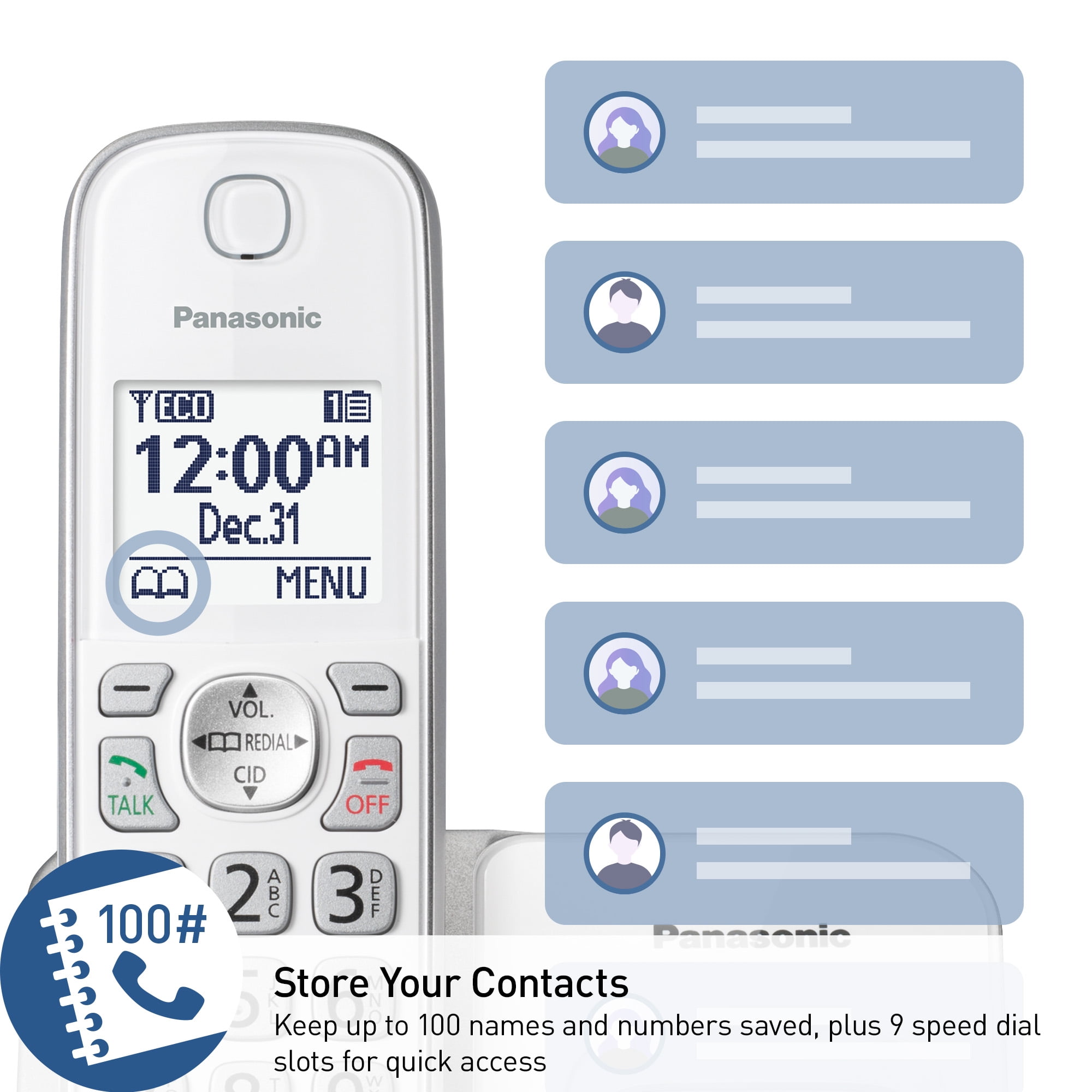 Panasonic Cordless Phone with 2 Handsets, Call Block & Answering Machine - KX-TG3812W
