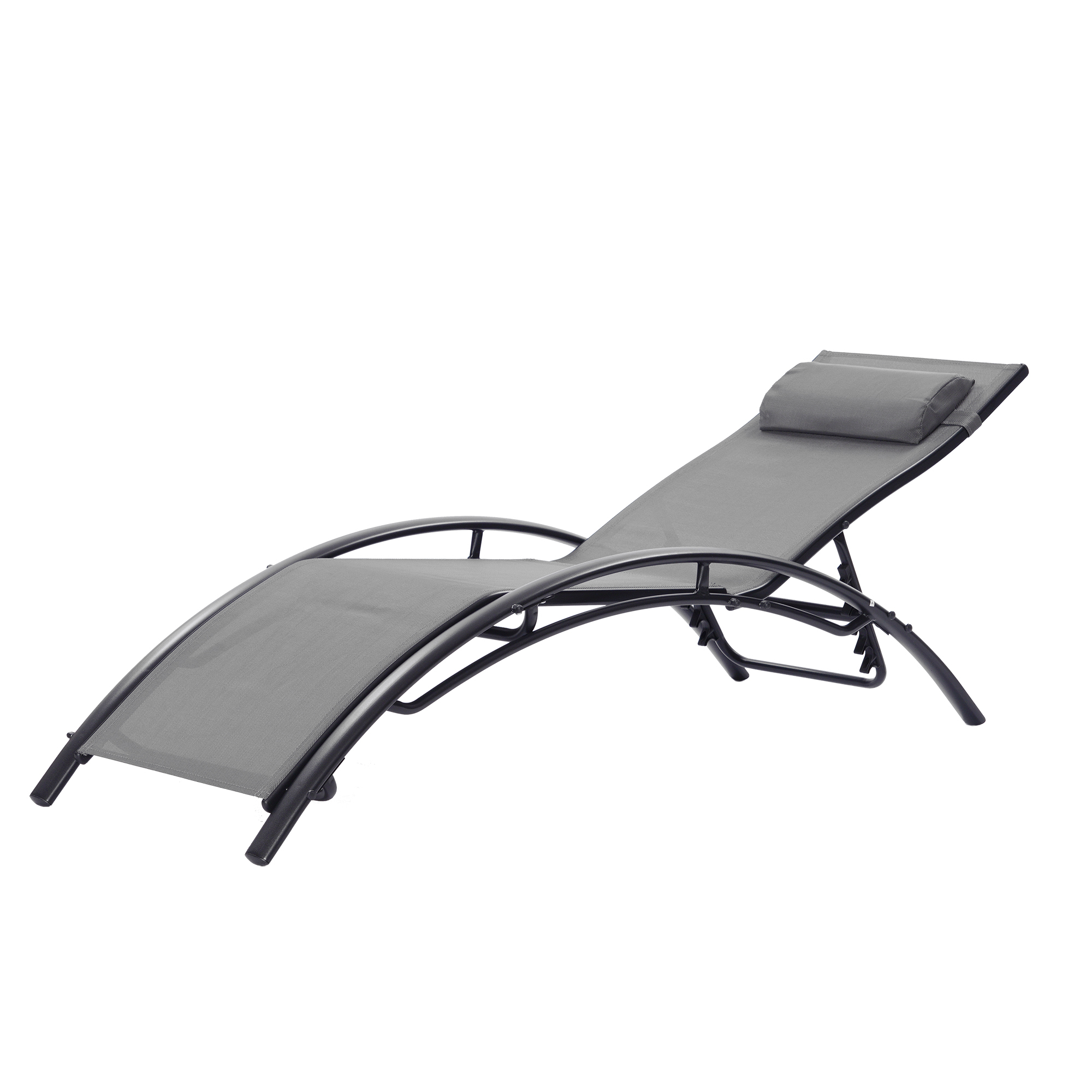 Hassch 2PCS Outdoor Chaise Lounges Aluminum Recliner Chair Beach Sun Chair, Gray - image 4 of 10