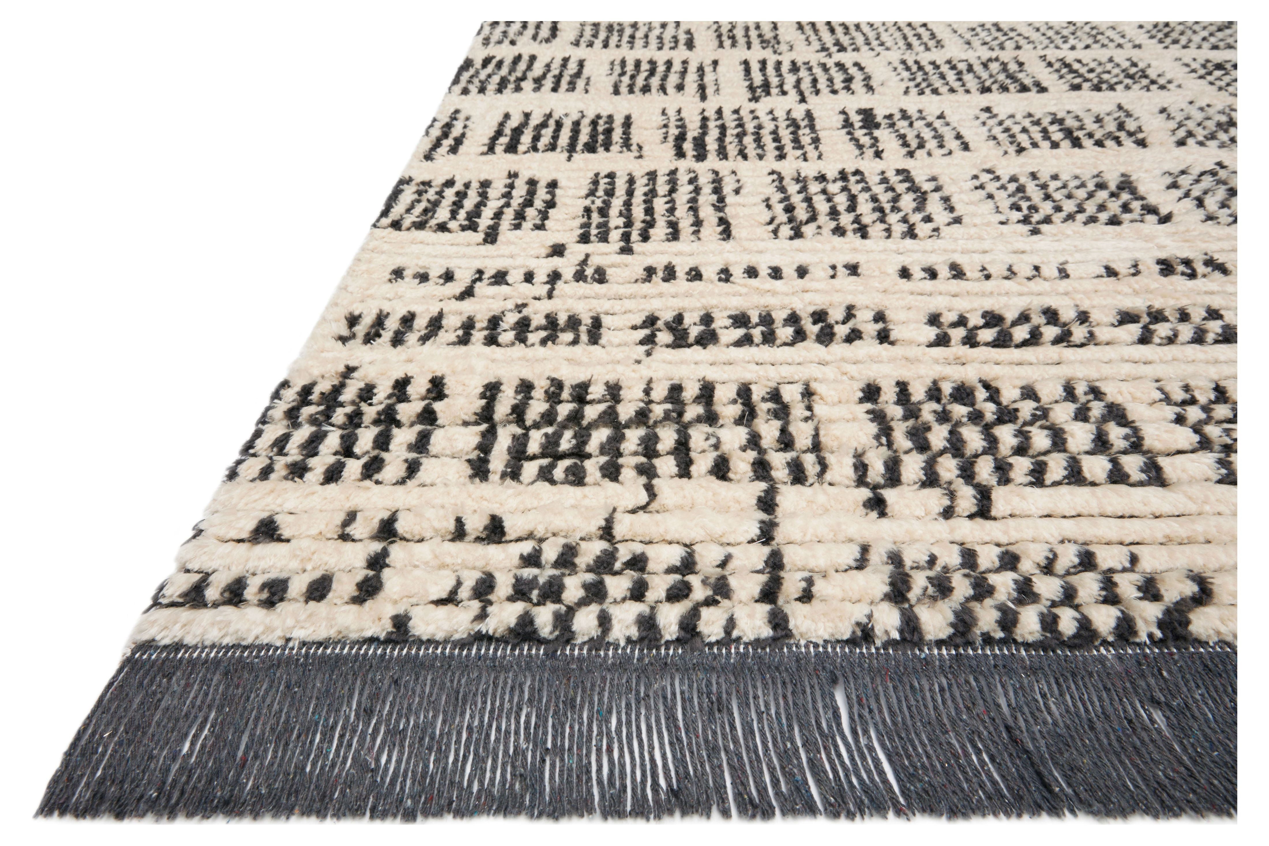 Chris Loves Julia x Loloi Alice Cream/Charcoal 7'-9" x 10' Area Rug