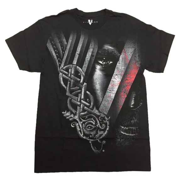 RARE Vikings TV Show Leader With Symbol Adult Black T-Shirt