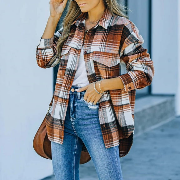 Womens Long Sleeve Open Front Loose Outerwear Print Blouse Coat Tops Pockets