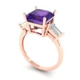 thumbnail image 2 of Three-Stone Engagement Ring for Women - 3ct Natural Amethyst in 14K Rose Gold Promise Ring, 2 of 6
