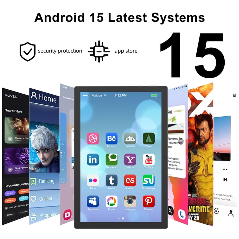 HDTABLET Android 15 Tablet, 10 inch, 12GB RAM + 64GB ROM, Quad