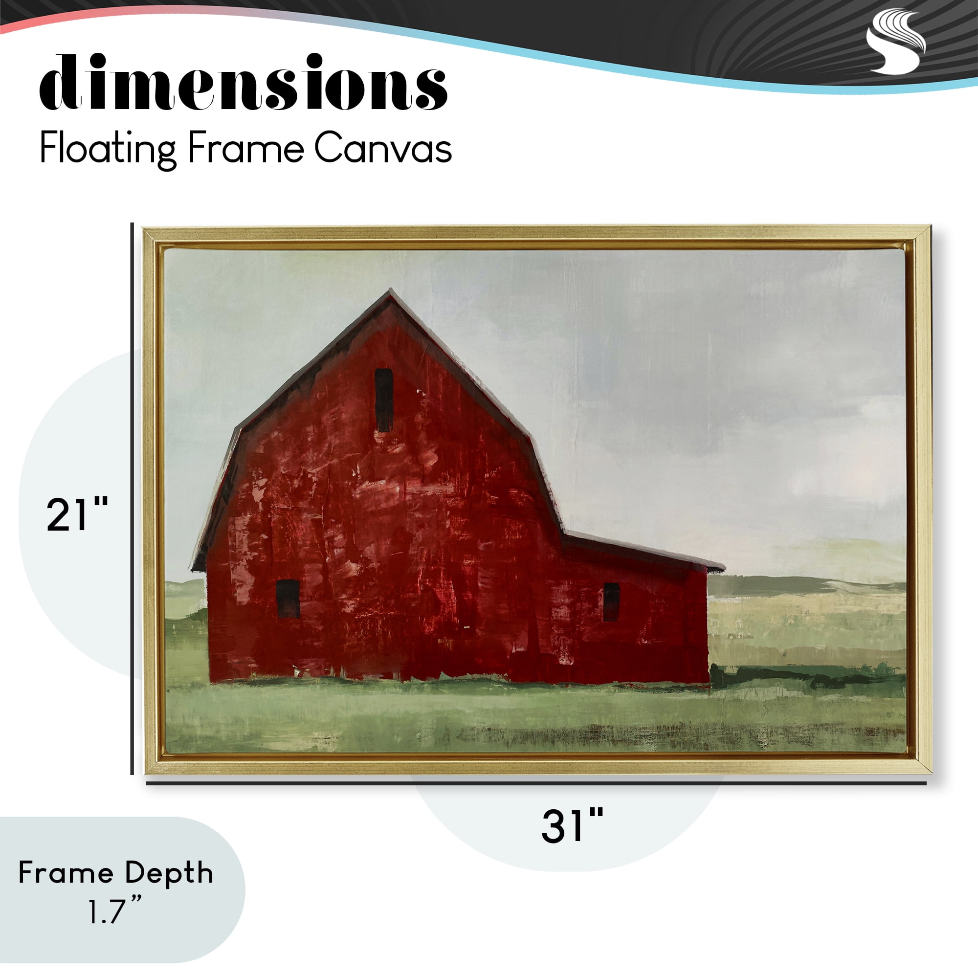 Stupell Industries Red Weathered & Wise Barn Gold Framed Floater Canvas Wall Art, design by Max Maxx
