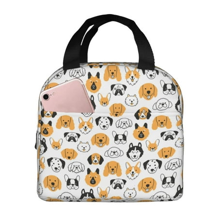 Insulated Lunch Bag for Women Men - Dog Faces Leakproof Cooler Lunch Box for Women Men  Lunch Tote Bags for Work School Picnic Travel
