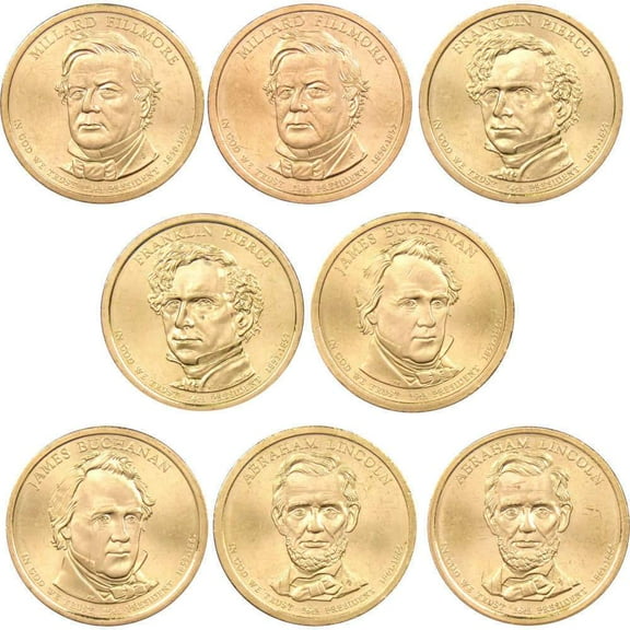 2010 P&D Presidential Dollar 8 Coin Set BU Uncirculated Mint State $1