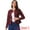Burgundy, variant on Women's Button Down Cropped Ruffle Hem Denim Jacket M White