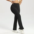 thumbnail image 5 of Olyvenn Women's Wide Leg Yoga Pants Bootcut Workout Flare Leggings Trendy High Waisted Fold Over 2025 Spring Outfits Black 8, 5 of 7