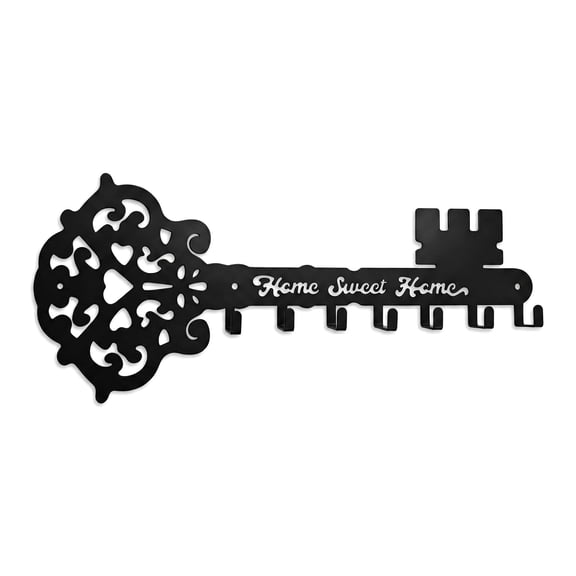 Wall Key Holder with 7 Hooks, Metal Key Rack Organizer for Kitchen Bathroom 9.45"×5.71"
