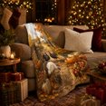 thumbnail image 3 of Printed Flannel Throw Blanket with Autumn Farm Harvest Scene Turkeys Sunflowers, 3 of 9