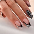 thumbnail image 2 of 96 PCS Nail Art Set - Stylish Nude Gradient, French White Edge, French Black Stripes, Sparkly Black Lines, Reusable for Daily Wear and Parties for Women and Girls, 2 of 10