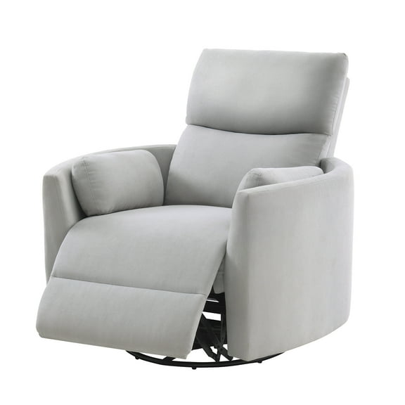 Papajet Power Swivel Recliner Chair with USB Charging & 2 Pillows, Glider Rocker for Nursery and Living Room, Grey Fabric