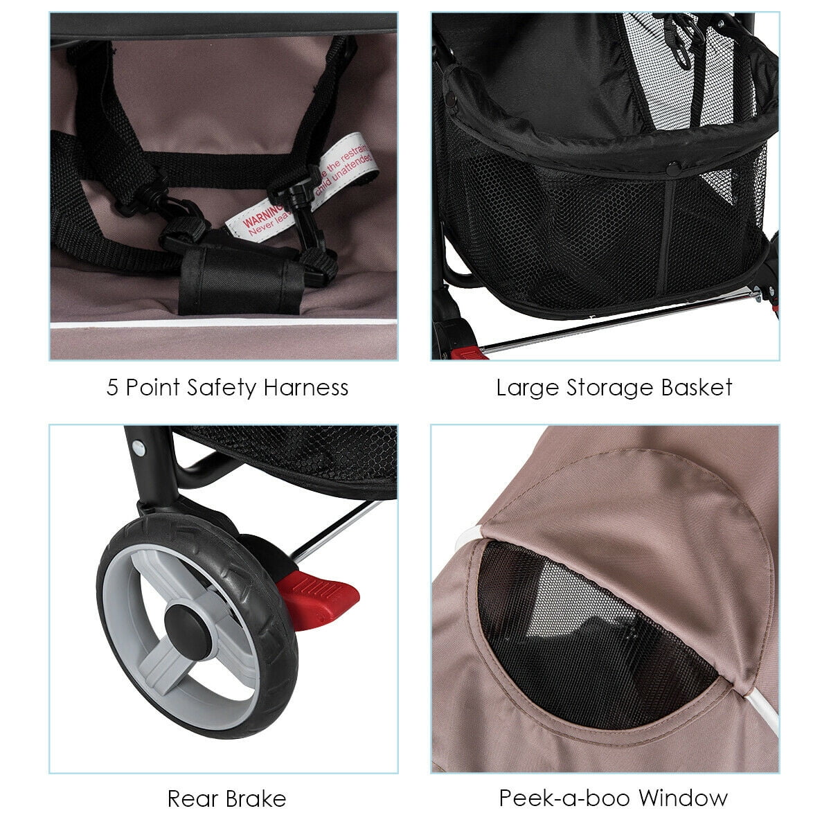 costway foldable lightweight baby stroller