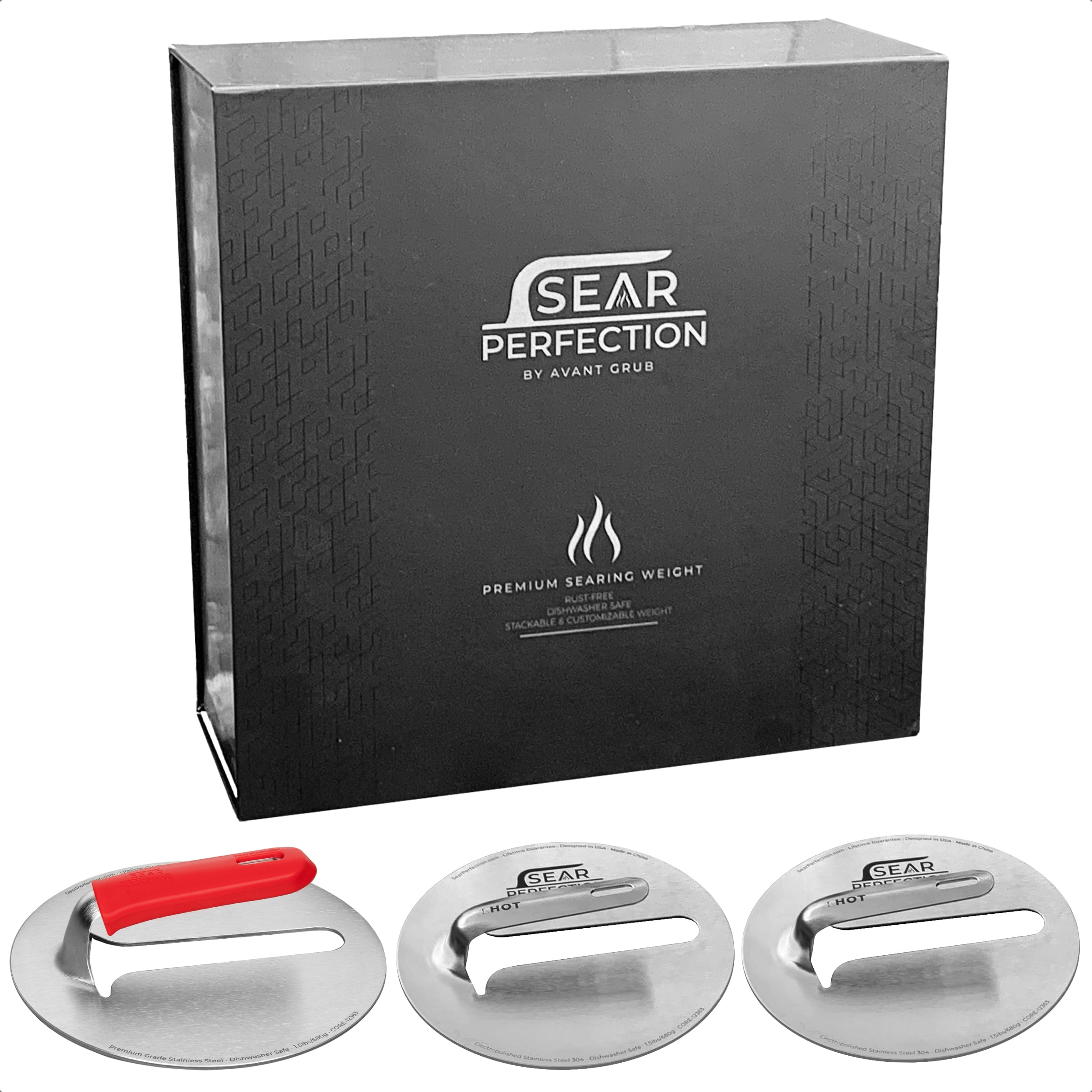 Avant Grub 8" DishwasherSafe Stainless Steel Steak Weight & Bacon