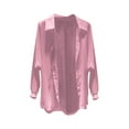 thumbnail image 4 of Vinsonshop Women's Long Sleeve Chiffon Blouse Sheer Button Down Loose Oversized Casual Summer Shirt Lightweight Flowy Solid Work Casual Top Hot Pink S, 4 of 4