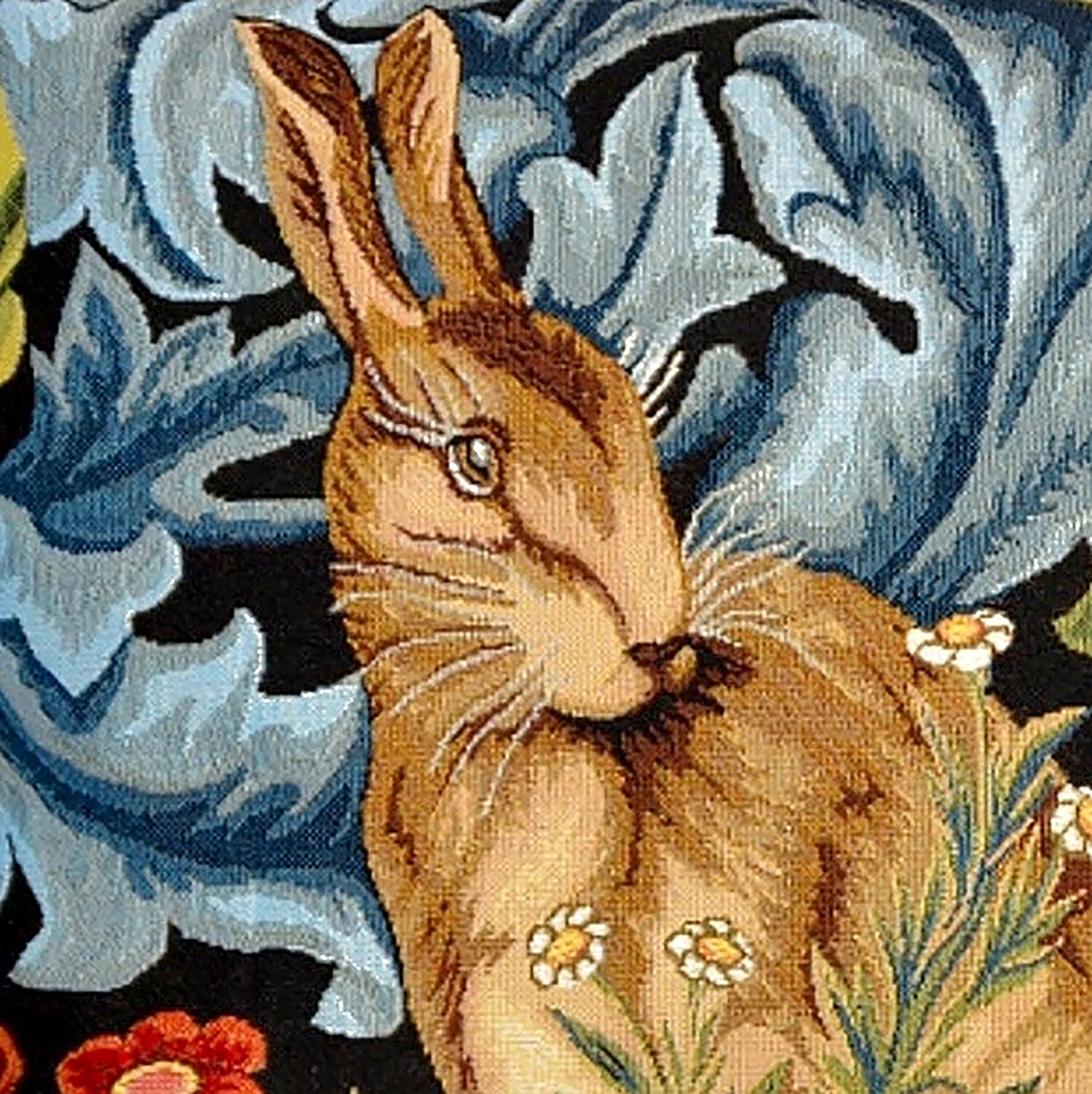 STPgoods Bunny William Morris Tapestry Throw Pillow with Insert 18x18" (45x45 cm) Decorative Couch and Sofa Cushion for Living Room Bedroom Square Pillowcase
