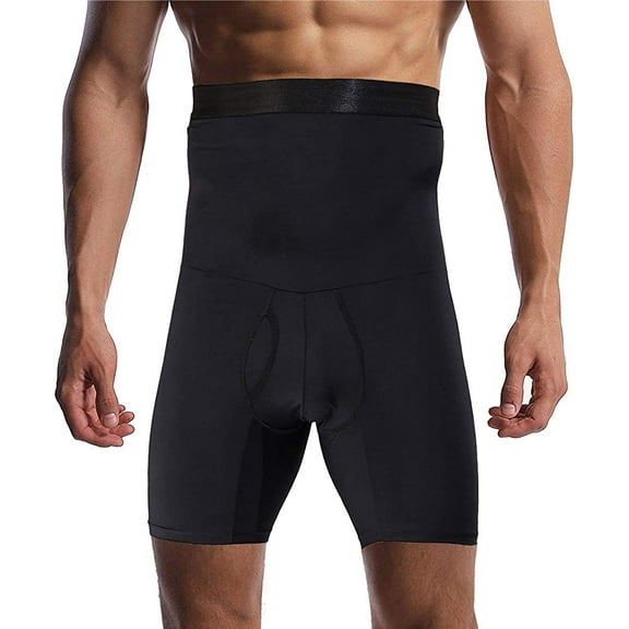 Viworld Men's Tummy Control Shapewear Shorts High Waist Slimming Anti-Curling Underwear Body Shaper Seamless Boxer Brief