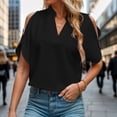 thumbnail image 2 of Women Blouses Nice Dressy Shirts for Women 4xlt T Shirts All Womens Tops Undershirt Womens Casual Summer Long Button up Shirt Woman Casual Blouse Shirt for Blouse Elegant Athletic Black 2XL, 2 of 5