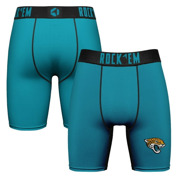 Men's Rock Em Socks Teal Jacksonville Jaguars Primary Logo Boxer Briefs