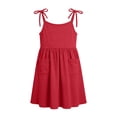 thumbnail image 5 of Babcutegg Cute Solid Color Sleeveless Casual Dress With Functional Pocket And Tiered Ruffle Skirt For Girls Red Size 7, 5 of 9