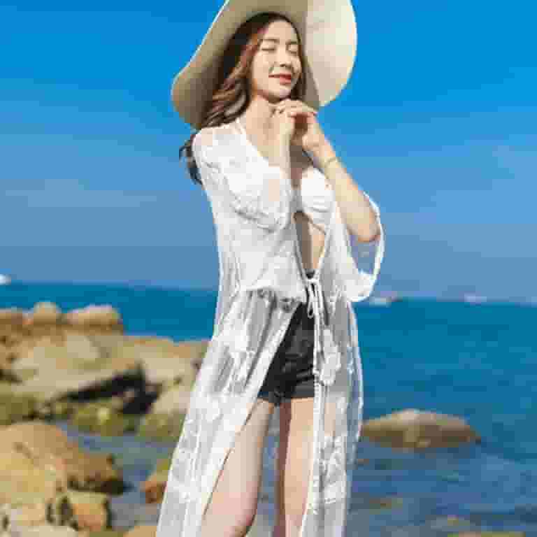 【SALE/60%OFF】 Embroidery Summer Women RABBITH Lace See Cardigan Kimono Clothing