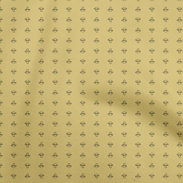 oneOone Rayon Yellow Fabric Retro Mushroom Sewing Craft Projects Fabric Prints By Yard 56 Inch Wide