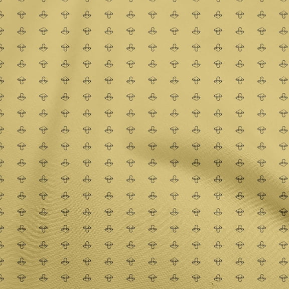 oneOone Cotton Jersey Yellow Fabric Retro Mushroom Quilting Supplies Print Sewing Fabric By The Yard 58 Inch Wide
