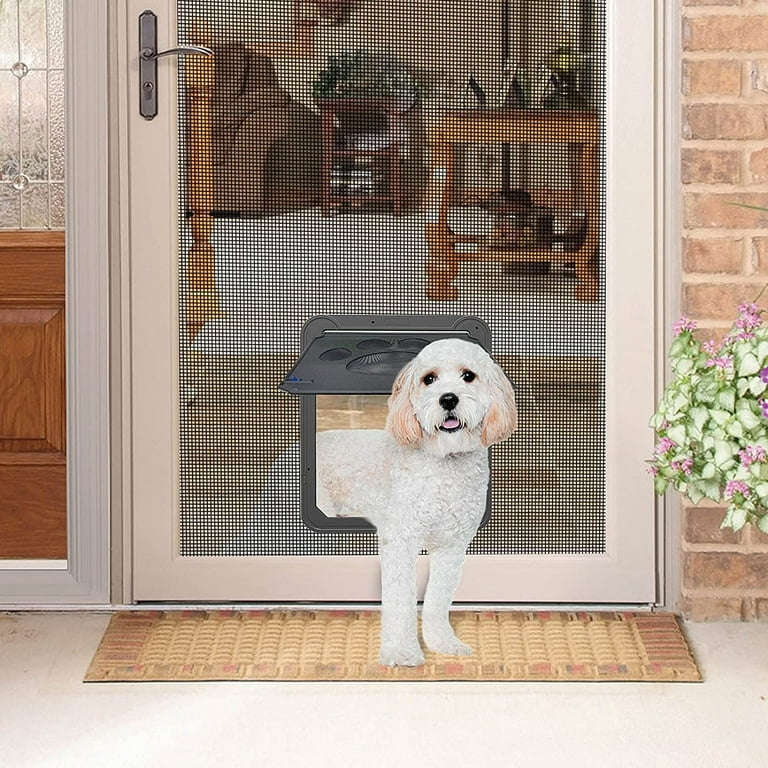 Patio screen door with dog door built in best sale