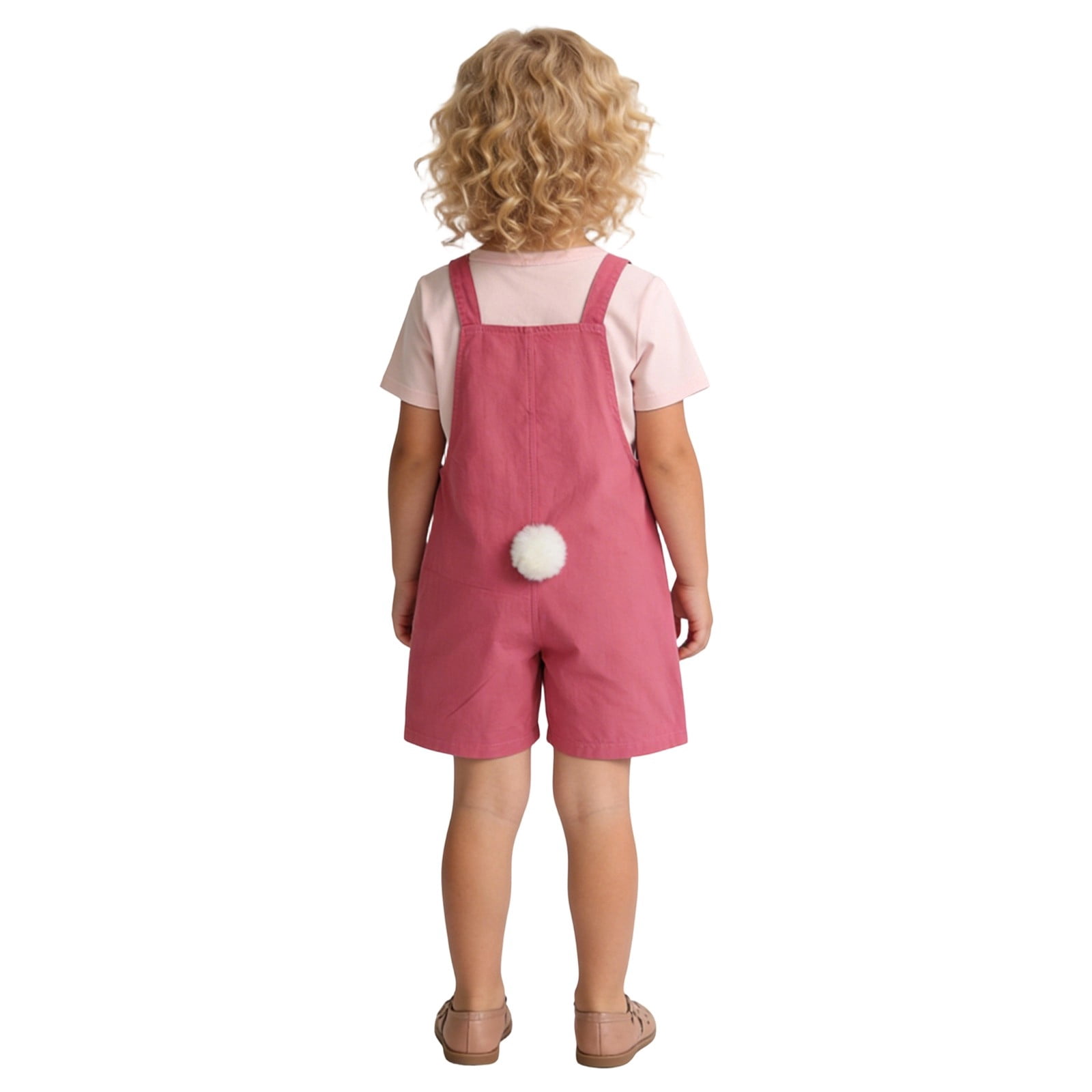 Ulitacool Girls Romper 3-4 Years Sleeveless Summer Newborn Onesies For Infant And Boys Round Neck Jumpsuit With Bunny Tail Handsome Wear Pink