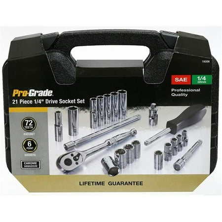

Pro-Grade 19206 0.25 in. Drive SAE Socket Set in Case - 21 Piece