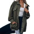 thumbnail image 1 of Ladies Spring and Fall Solid Color Lapel Double Side Slit Single Breasted Fashion Fleece Casual Coats, 1 of 5