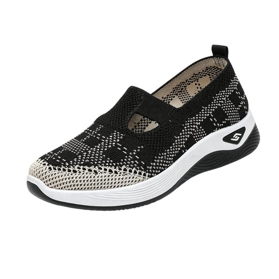 CHWshoes Women's Knitted Slip‑On Loafers, Soft Sole Breathable Lightweight Casual Lazy Shoes for Daily Outdoor Wear Black 38