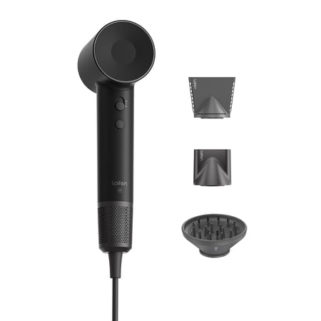 Laifen SE Hair Dryer, 105,000 RPM Ionic Blow Dryer with 3 Magnetic Attachments - Black