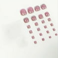 thumbnail image 2 of Flower Press on Toenails Short Square White French Tip Fake Toenails with Floral Rhinestone Glitter Gold Design Cute False Toenails Nude Glossy Full Cover Stick on Toenails for Women Pedicure Decor, 2 of 4
