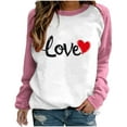 thumbnail image 2 of VgaVtl Long Sleeve Women's Sweatshirts Pink Valentines Tops for Women for Girlfriend Holiday Love Print Loose Pullover Tops, 2 of 5