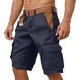 thumbnail image 5 of Nestiefly Mens Cargo Shorts Elastic Waist Cotton Shorts Relaxed Fit Casual Summer Hiking Shorts with Multi Pockets Dark Blue 3XL, 5 of 5