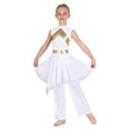 thumbnail image 2 of TSSOE Girls Church Worship Dance Outfits Metallic Sleeveless Irregular Dress with Solid Color Pants Set for Praise Dance White 8, 2 of 6