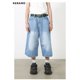 thumbnail image 5 of Pantalones cortos rectos de cintura alta estilo vintage americano para mujer, estilo casual de los años 2000, holgados, estilo Y2K, de pierna ancha, estilo grunge., 5 of 6