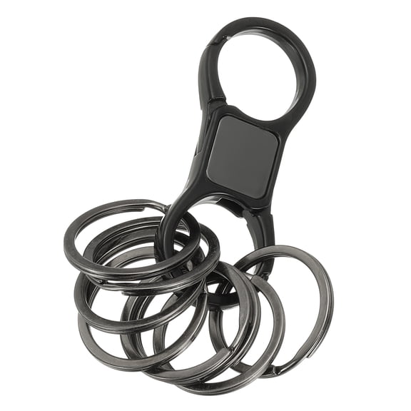Uxcell Quick Release Keychain, Heavy Duty Keychain with 8 Key Rings Detachable Car Keychains Clip Organizer for Women, Black