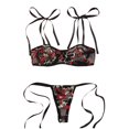 thumbnail image 1 of Gibobby Conjuntos de bragas de encaje Conjunto de Liguero con Sujetador de Encaje, Lencería Elegante y Exquisita para Mujer para Noche de Bodas, Luna de Miel y Más(Negro, 3XG), 1 of 5
