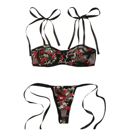 

Lingerie For Women Lingerie Flower Embroidery Thong Underwear Sleepwear New Fashion