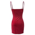 thumbnail image 5 of Antinious Ladies Summer Dress,Elegant Dresses for Women,Mini Dresses for Women Silk Velvet Tight Side Camis Sleeveless V-Neck Party Dresses,Red,S, 5 of 5