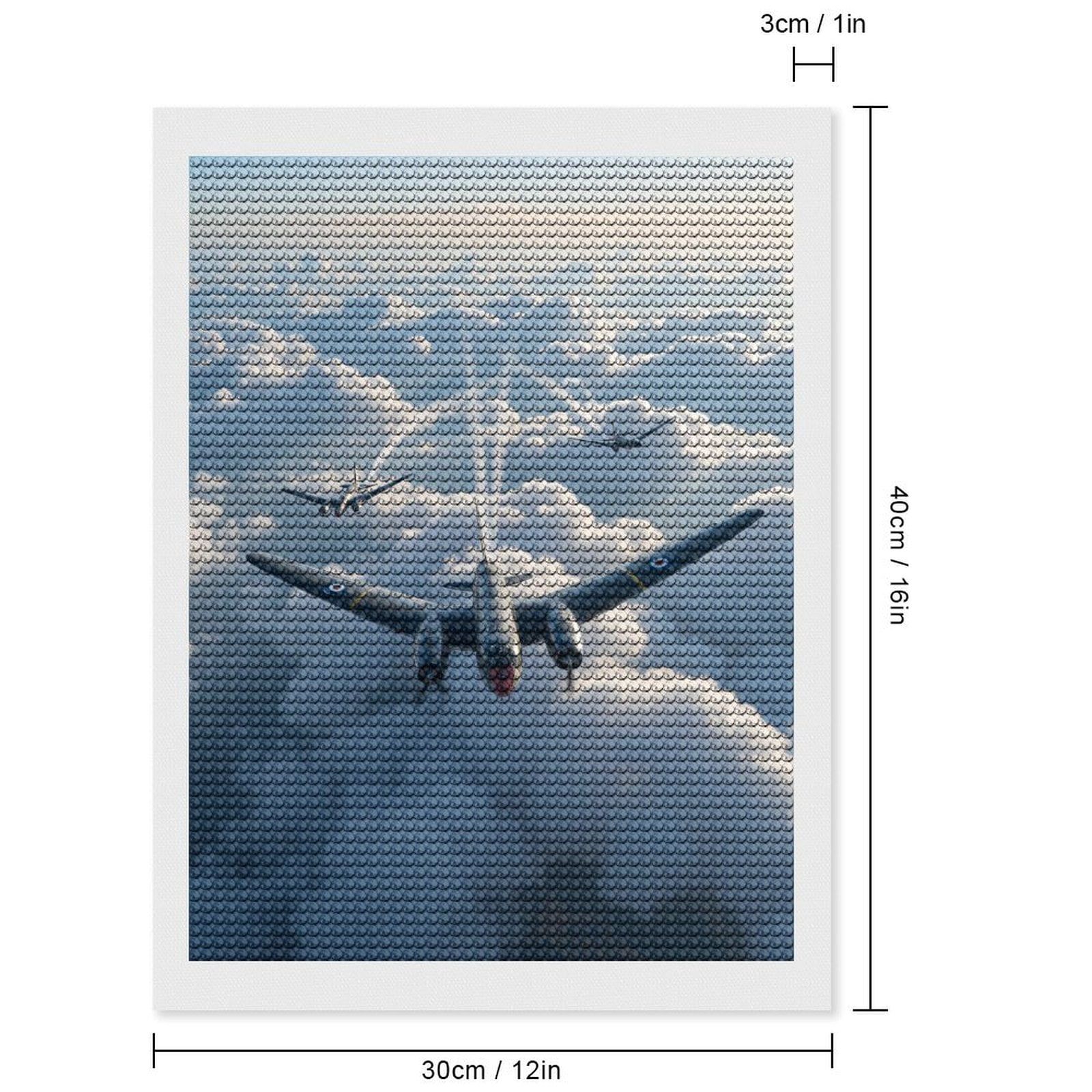 Diamond Art Kits for Adults, Vintage Airplanes Above Clouds 5D Diamond Painting Kits for Adults Beginners, DIY Full Drill Diamond Painting, Gem Art and Crafts 12x16