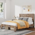 thumbnail image 6 of Queen Size Farmhouse Wooden Bed Frame with Headboard, Rustic Platform Bed with Silent Wood Slat System, No Box Spring Needed, Rustic Brown, 6 of 11
