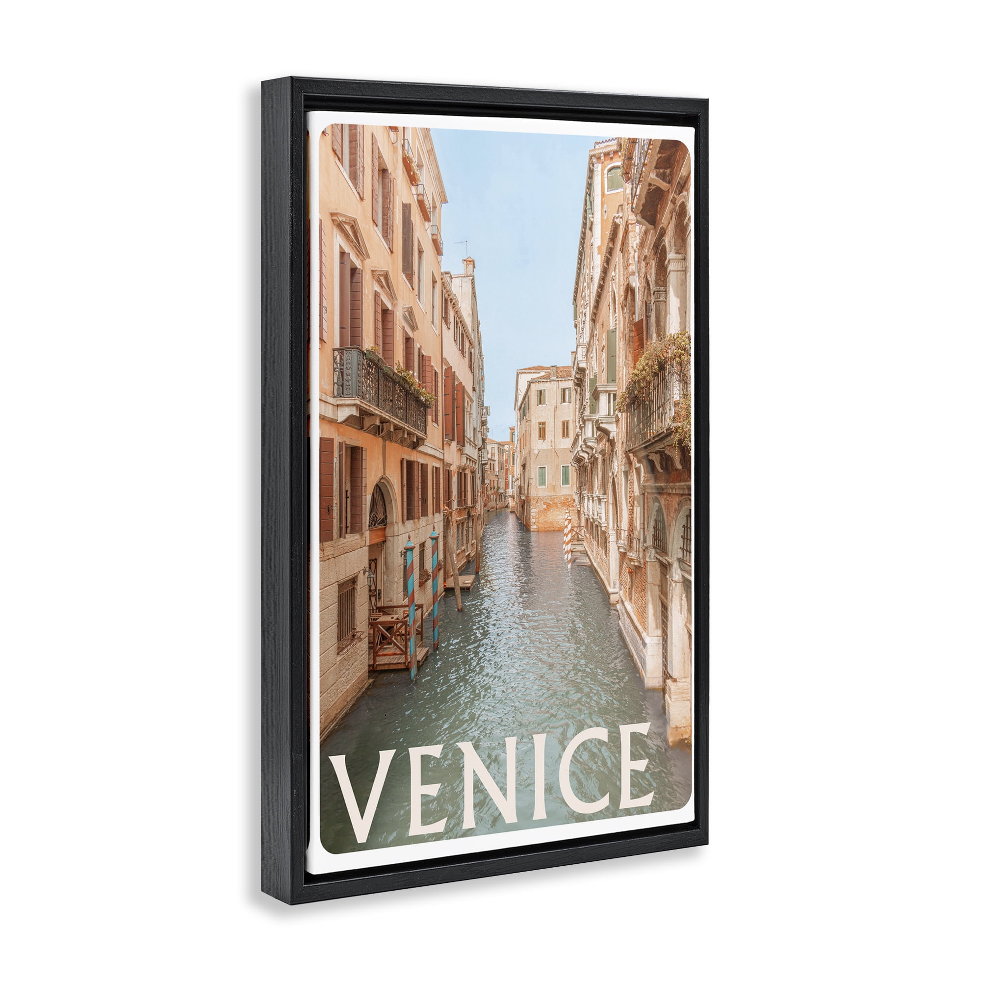 Stupell Industries Venice Canal Waterway Black Framed Floater Canvas Wall Art, design by Erin Marie
