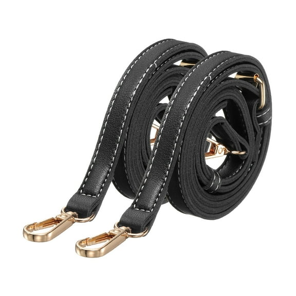 Leather Purse Straps [2Pcs] - 51.2 Inch Adjustable Straps Replacement for Handbags Use for Purse & Crossbody Bag & Handbag - [Black & Gold]