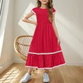 thumbnail image 3 of Efsteb Summer Dress for Girls Elastic Waisted Short Sleeve Dresses Short Sleeve Casual Flowy Tiered Dress with Pockets (Red,11 Years), 3 of 8